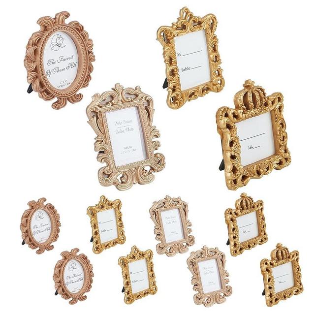 OLYCRAFT 12Pcs 4 Styles Vintage Resin Picture Frame Resin Oval Rectangle Frame Mini Vintage Frame Antique Photo Resins Frames for Photo Home Decoration