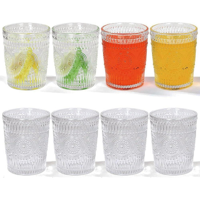 Icesip Water Glasses Set of 8, 10 oz Premium Drinking Glasses Tumbler, Ribbed Glassware Set for Home Entertraining Holiday Events Wedding Banquet Garden Party, Clear