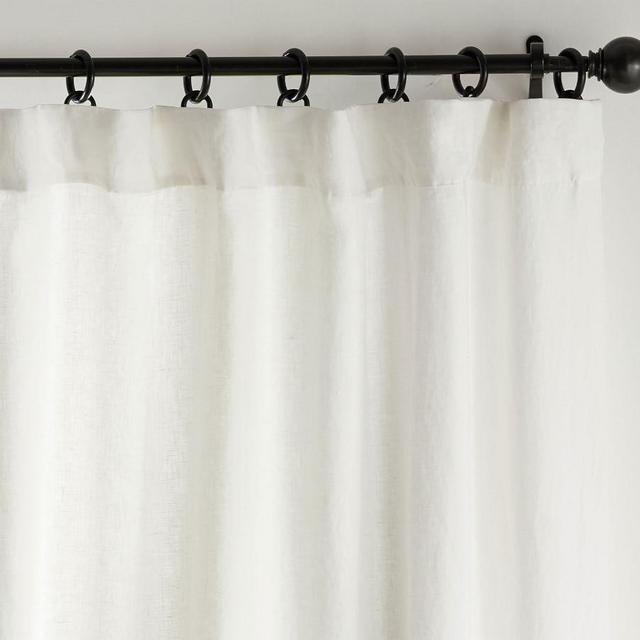 Belgian Flax Linen Rod Pocket Curtain, Ivory 50 x 84",