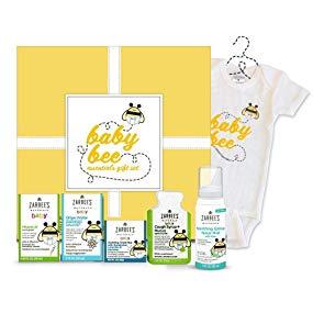 Zarbee's Naturals Baby Bee Essentials Gift Set with Saline Nasal Mist Chest Rub Vitamin D Gripe Water Cough Syrup + Mucus & Zarbee's Romper, Excellent Baby...