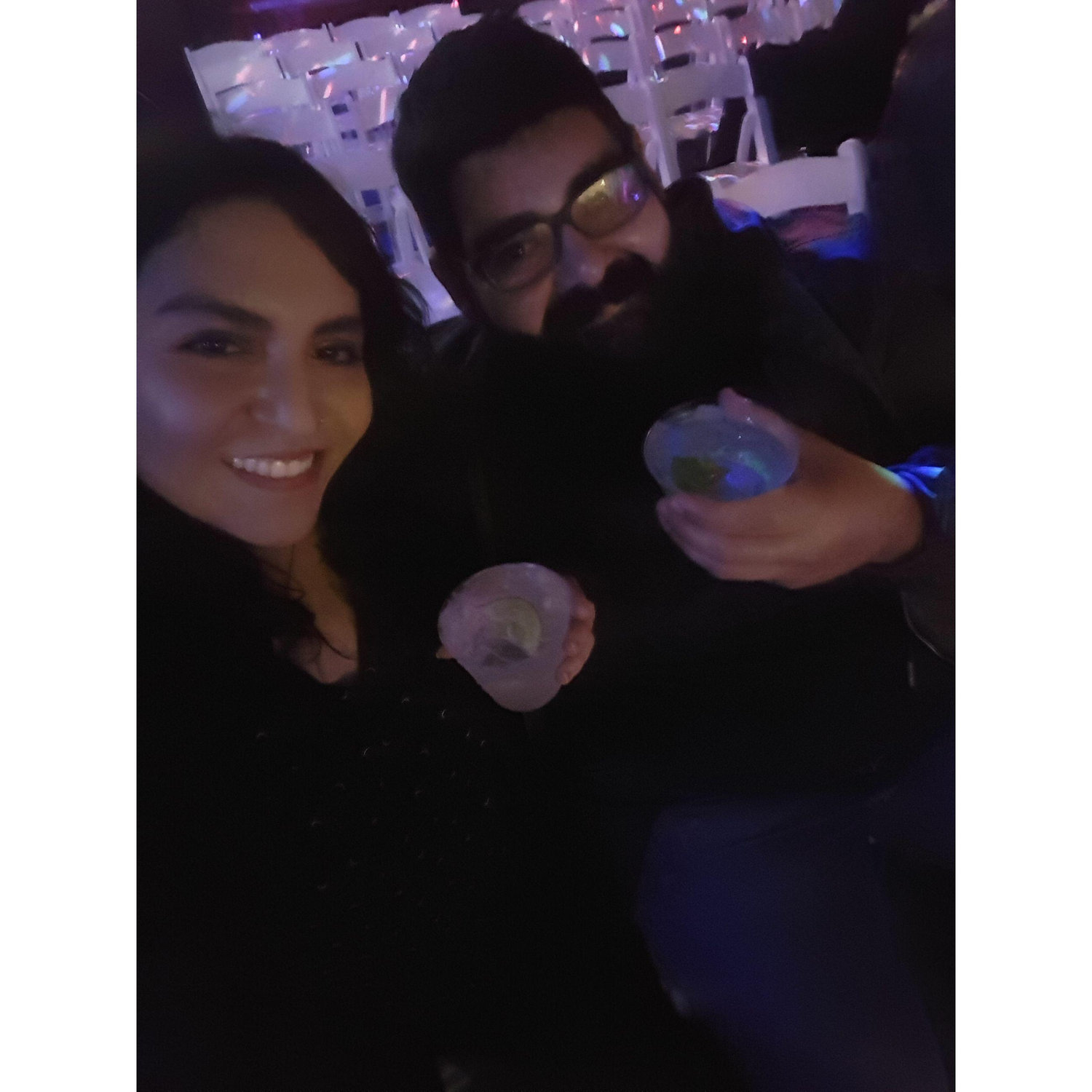 March 2018 (Just one month into our relationship): We attended 'A Comedy Show LA'. We became good friends with the host of this comedy show, and he now will be our marriage officiant!