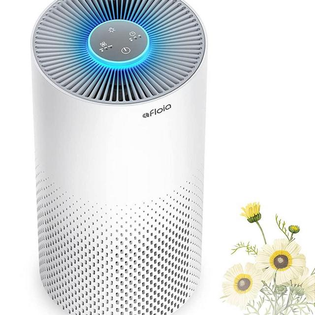 Air Purifier for Home Smokers 99.99% Effective, 22db |True H13 HEPA Medical Grade Filter Air Cleaner Removing Allergies, Odor Dust and Pollen for Bedroom And Office, With 7 Color Night Light(White)