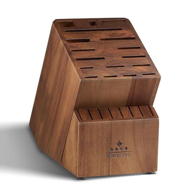 ENOKING Knife Block without Knives, Large Knife Holder- 25 Slots Acacia Wood Universal Knife Block, Butcher Block Countertop for Knife Storage Organizer