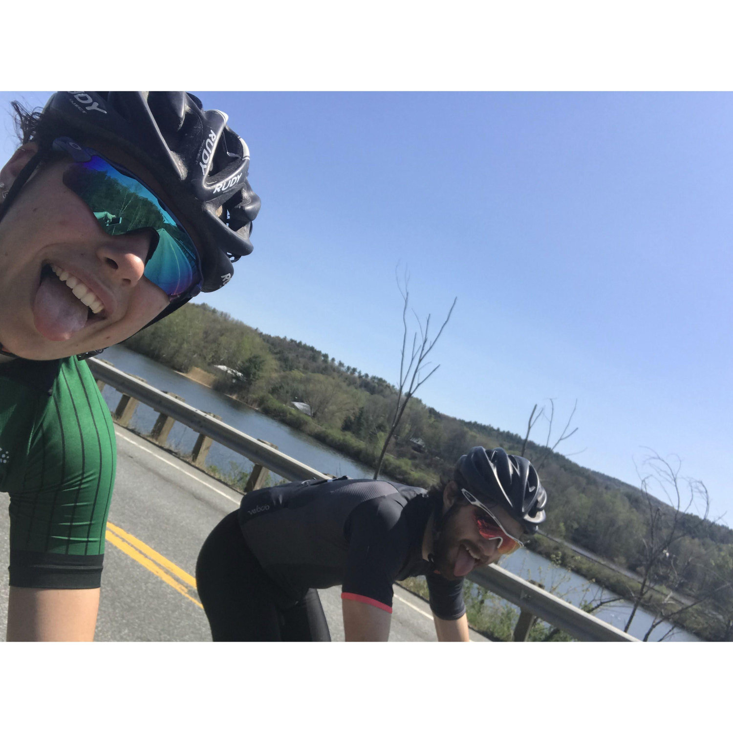 Road biking together way back in spring 2018, we first met through the road biking team at Dartmouth that spring!