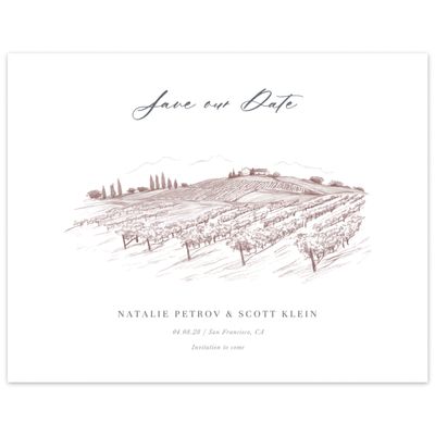Wine, Brown Wedding Digital Save the Date - Fico Landscape