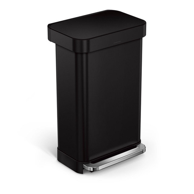 45 Liter Rectangular Liner Rim Kitchen Trash Can with Liner Pocket