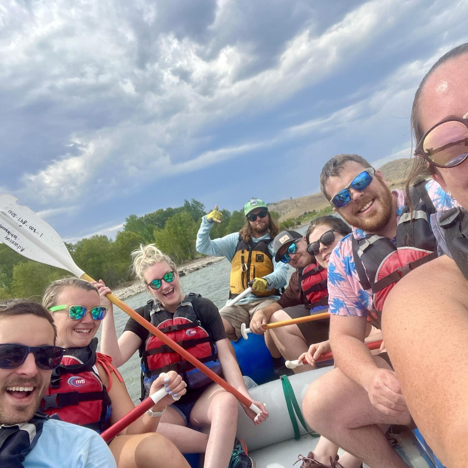 While in Montana we had to white water raft. Ask Dalton why he was wet at the end of the trip...