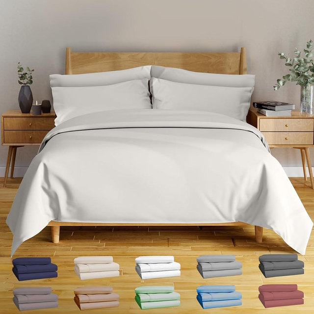 BAMPURE Luxury Series 6 Pcs Full Sheet Set - 100% Pure Viscose derived from Bamboo Sheets Full Size Sheets Set -Super Soft Viscose Bamboo Cooling Sheets for Hot Sleepers -Up to 16’’ Deep Pocket White