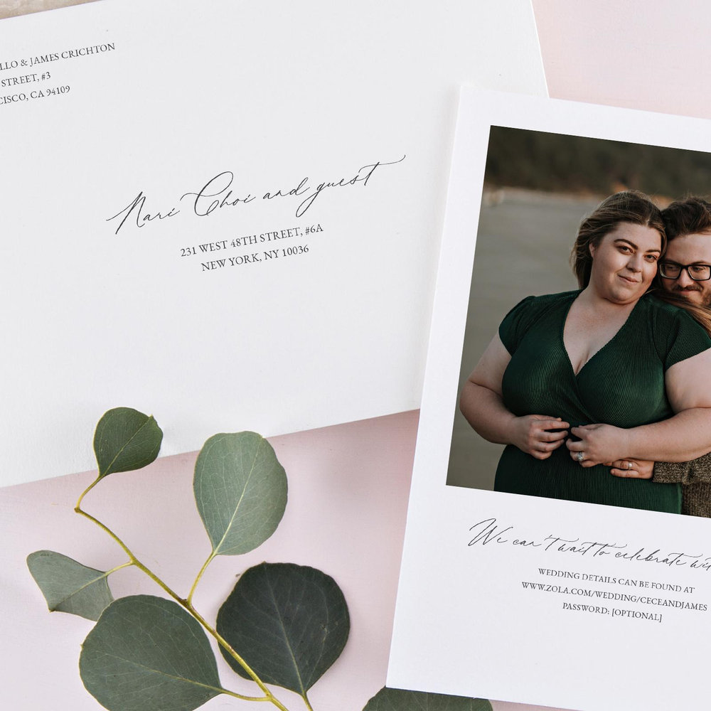 Provencio Portrait | Linen | Zola Wedding & Bridal Shower Invitations