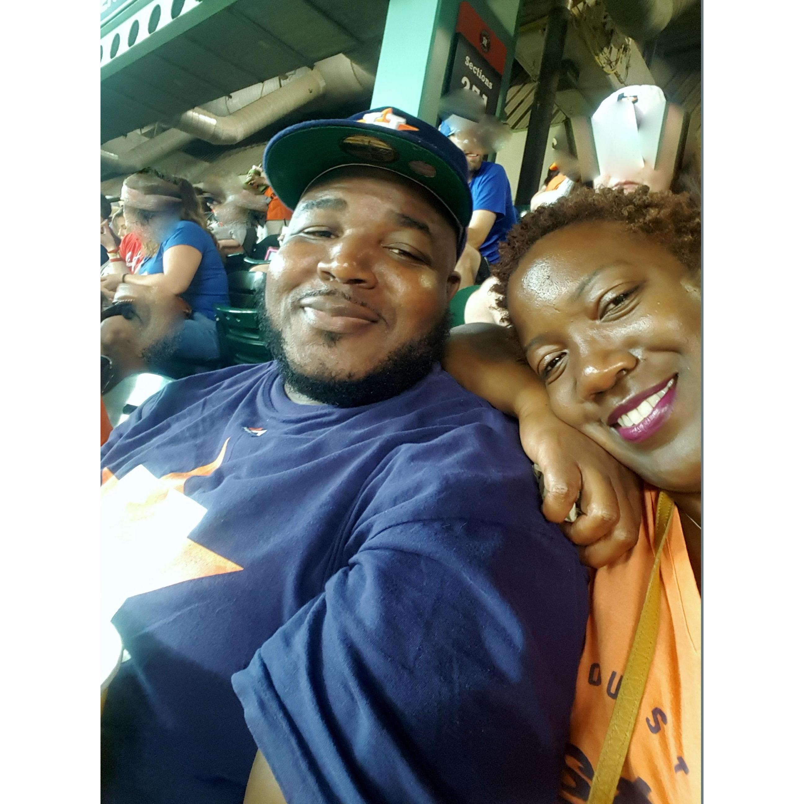 Astros fans at our first Astros game. Gooo Stros