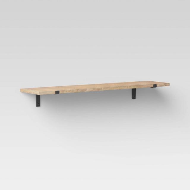 7.75" x 35.75" Wood Wall Shelf with Reserved L Bracket Natural/Black - Threshold™