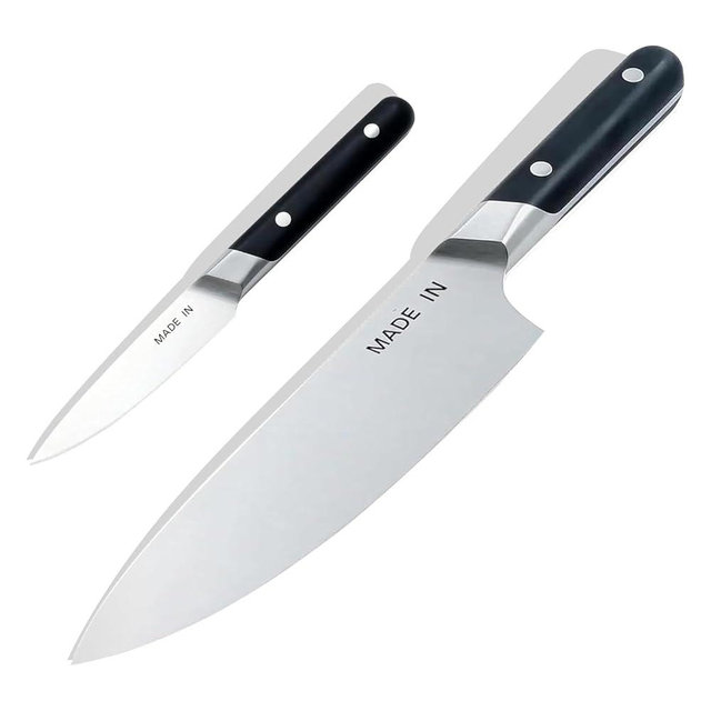 Made In Cookware - 2-Piece Knife Set - Crafted in France - Includes Chef Knife and Paring Knife - Full Tang With Truffle Black Handle
