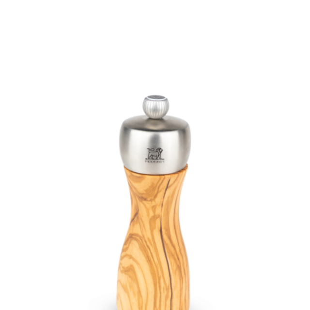 Fidji Manual salt mill in olive wood and stainless steel 15 cm