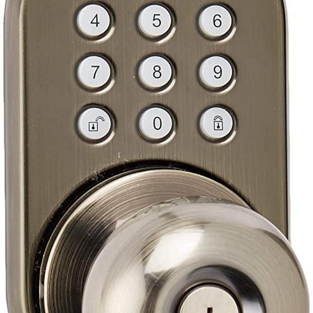 MiLocks TKK-02AQ Digital Door Knob Lock with Electronic Keypad for Interior Doors, Antique Brass