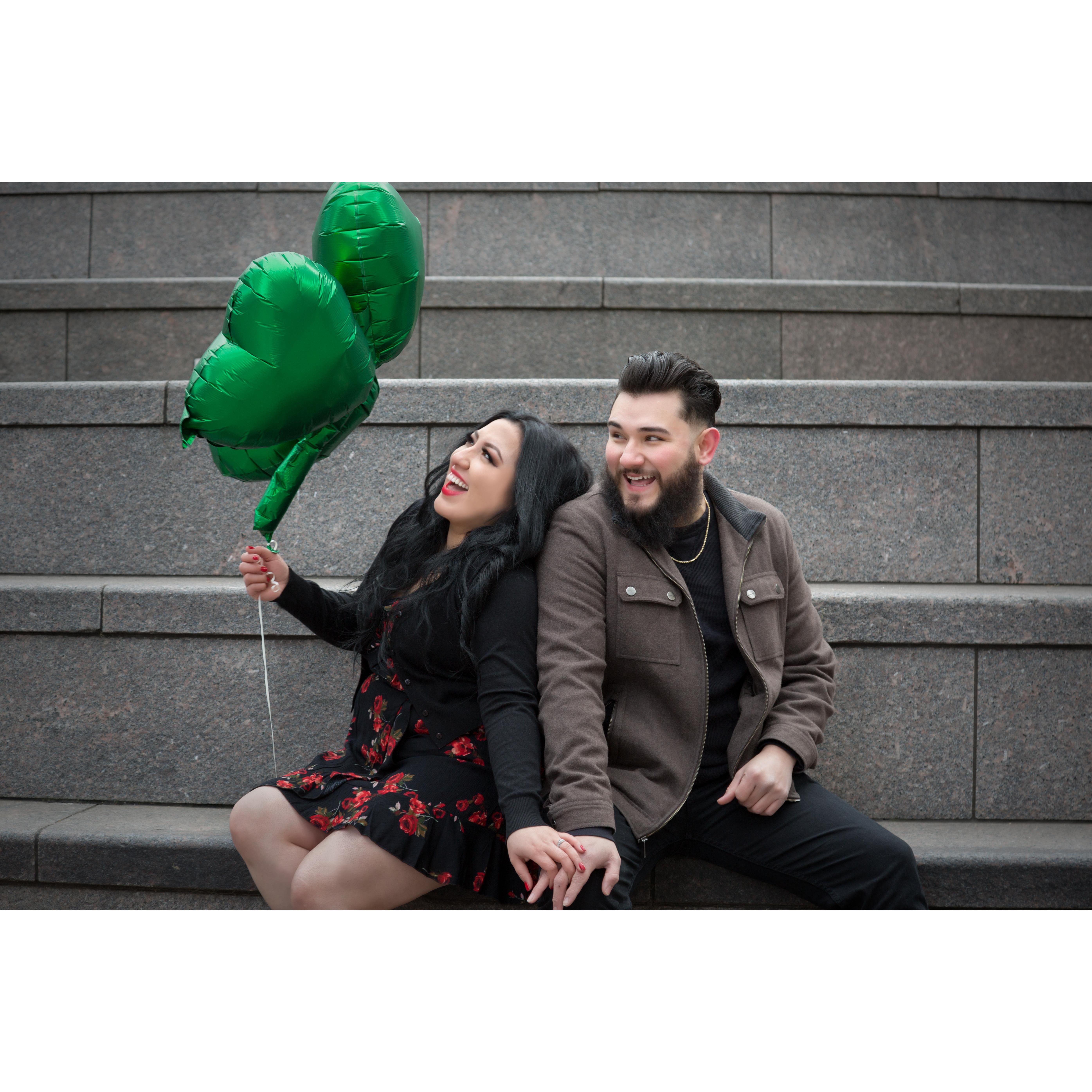 The shamrock was not supposed to be in the picture but Chicago's wind thought otherwise and blew it towards us !!