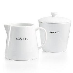 Whiteware Words Collection Light & Sweet Sugar & Creamer, Created for Macy's
