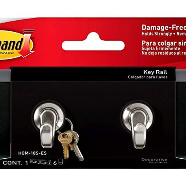 Command Key Rail, Slate, 1-Rail, 6-Strips, Organize Damage-Free