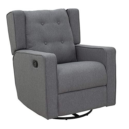 HOMCOM Polyester Linen Fabric Swivel Gliding Recliner Chair, Grey