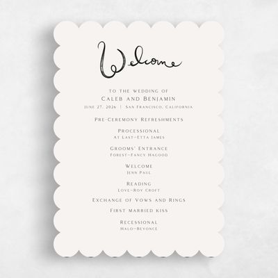 Beige Scalloped Wedding Program - Dunluce