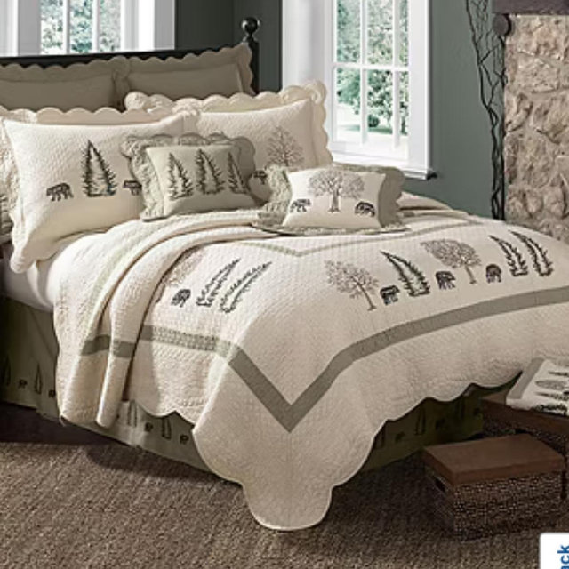 Donna Sharp Bear Creek Cotton Quilt - Cream Taupe