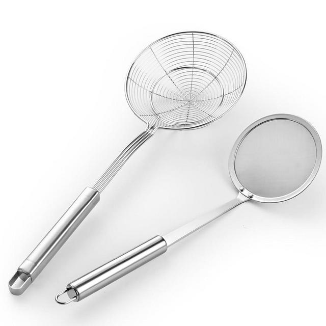 5.3 Inch Spider Strainer With Mesh Fatsoff Soup Scoop,Slotted Spoon For Cooking,Fat Skimmer Spoon For Kitchen Fryer Basket