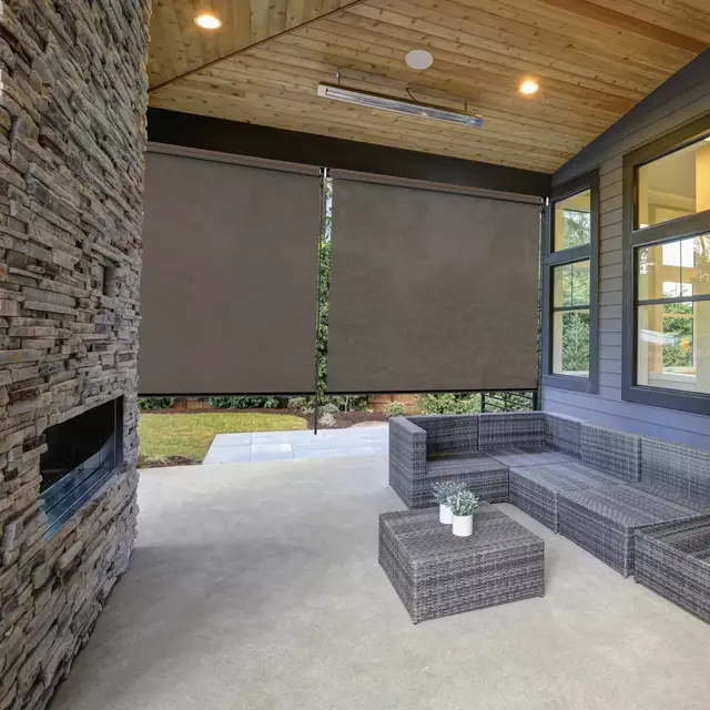 Outdoor Living Cordless Horizontal 48-Inch x 72-Inch Roll-Up Shade in Brown