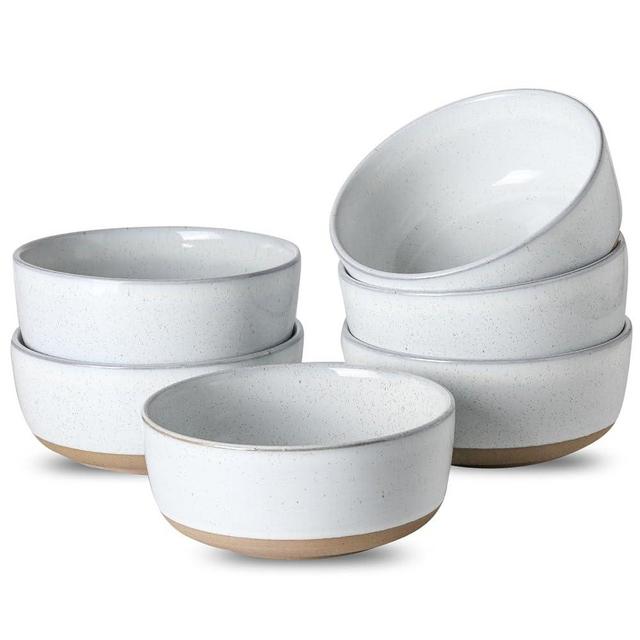 Tikooere Ceramic Soup Bowls Set of 6,30 Ounce Stoneware Cereal Bowl for Kitchen Decor,Porcelain Nesting Bowls for Oatmeal,Popcorn,Soup,Pasta,Fruit,Housewarming Gift,Microwave & Dishwasher Safe,White