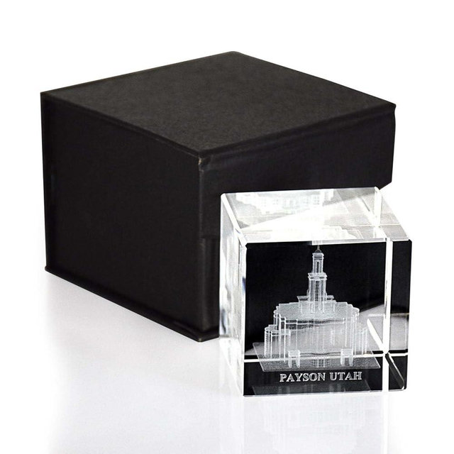 Lifebeats Crystal Cube Desk Decor by Ringmasters | LDS Temple Paper Weights for Office Desk | Christian Home Decor, (Payson Utah)