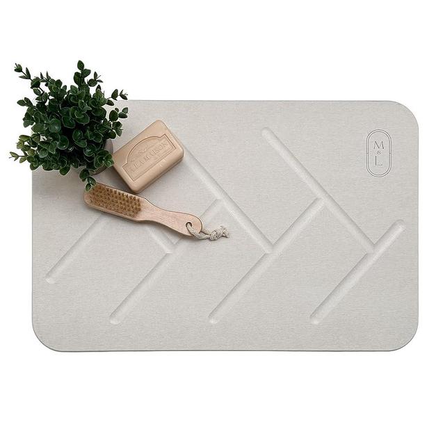 LUIYO M&L Stone Bath Mat - Double Sided, Non-Slip Fast-Drying Mat for Kitchen Counter, Tub & Bathroom Floor - Super Absorbent Diatomaceous Earth Shower Mat - Elegant Home Decor & Modern Accessories