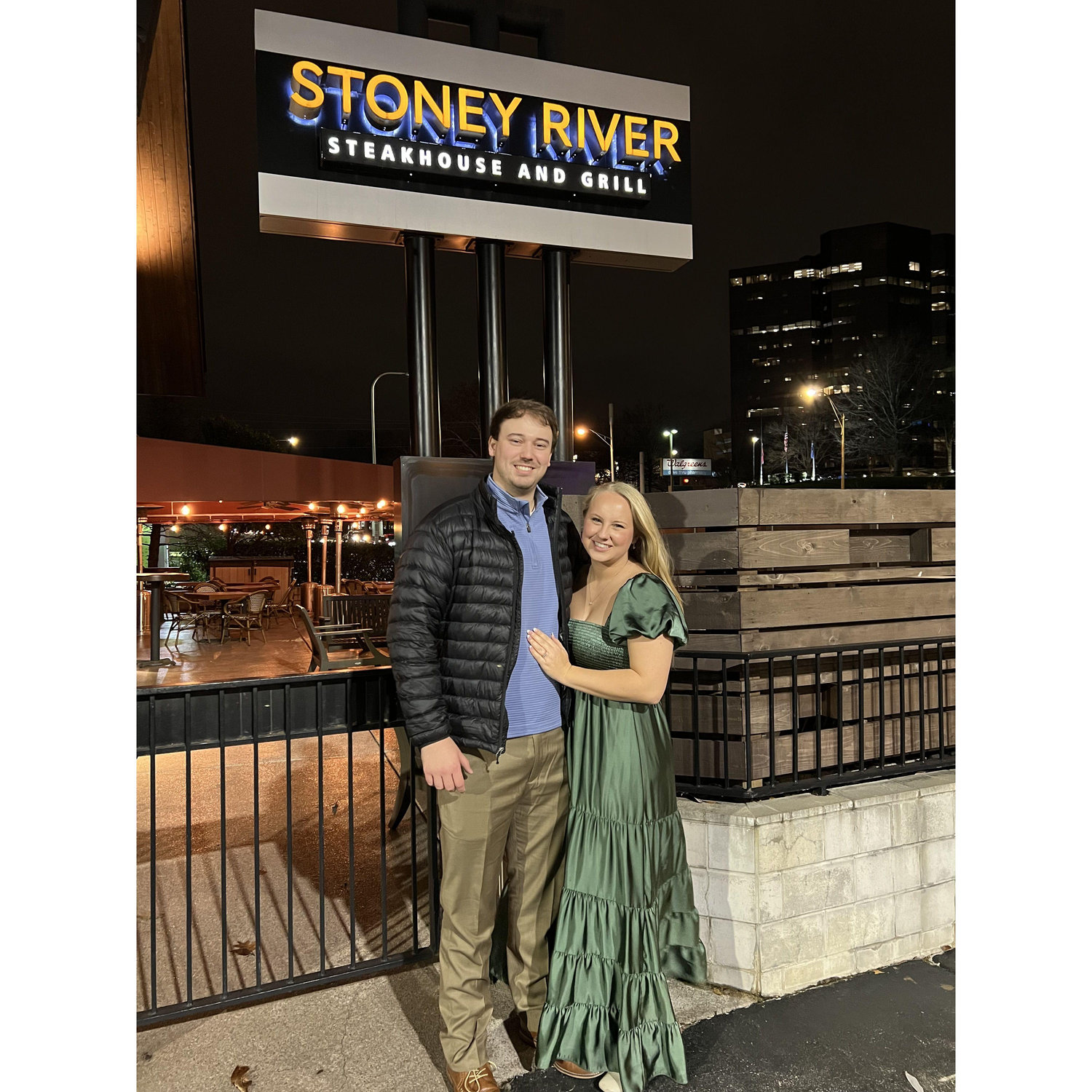 Dinner with friends to celebrate getting engaged!