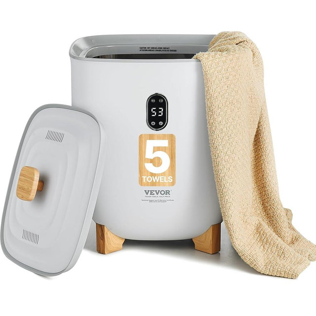 VEVOR Towel Warmers for Bathroom, 25 L Towel Warmer Bucket with Auto Shut Off for Spa Fits up to 5 Oversized Towels, Blankets, Clothes, Bathrobes, PJ's and More, Gray