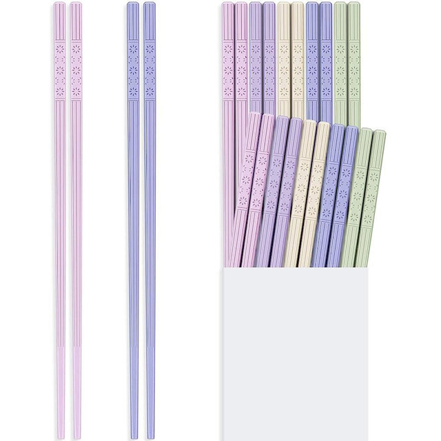Hiware 10-Pair Reusable Fiberglass Chopsticks, Non-Slip Chop Sticks Set Japanese Style, Dishwasher Safe, 9.5-Inch