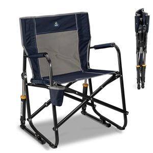 GCI Outdoor Freestyle Rocker Camping Chair | Portable Folding Rocking Chair with Solid, Durable Armrests, Drink Holder & Comfortable Backrest — Indigo Blue