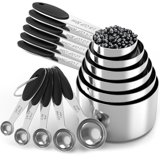 TILUCK Measuring Cups and Spoons Set, Stainless Steel, Kitchen Utensils for Cooking and Baking (11)
