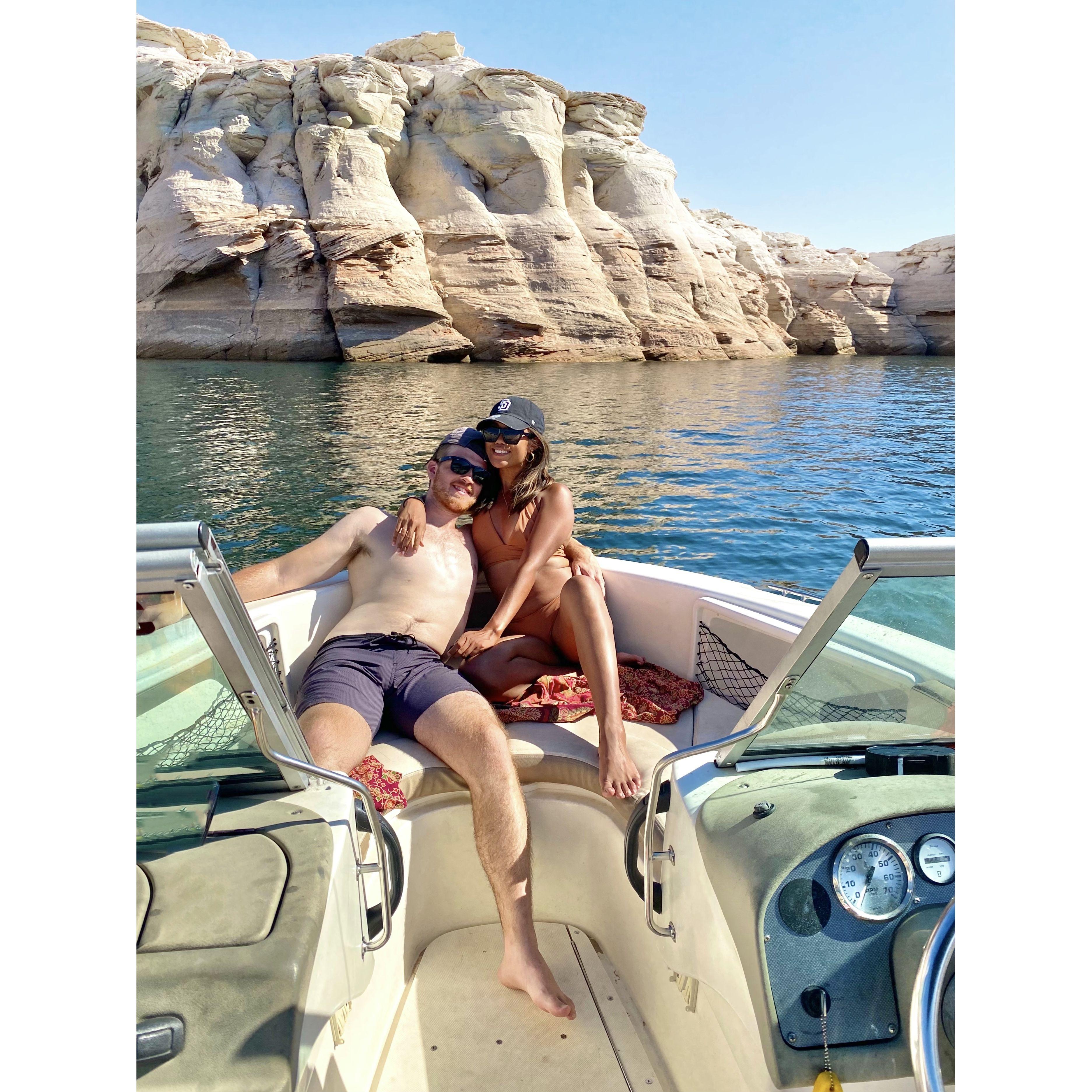 Things we love to do together: Rent boats and cruise around!