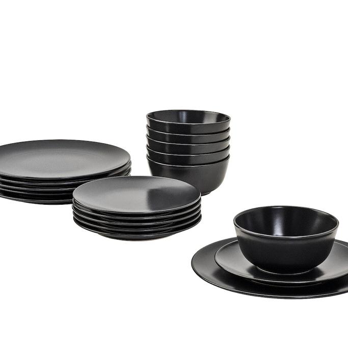 DINERA 18-piece dinnerware set, dark gray