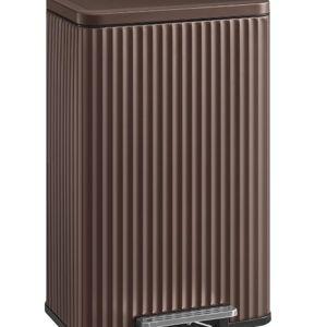 SONGMICS Trash Can, 13 Gallon (50 L) Garbage Can for Kitchen, with Lid, Pedal, and Removable Inner Bucket, Soft Close, Stainless Steel, 15 Trash Bags (Code K) Included, Brown ULTB586MZ01