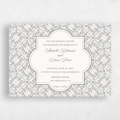 Pewter Gray, Grey Wedding Invitation - Como Landscape