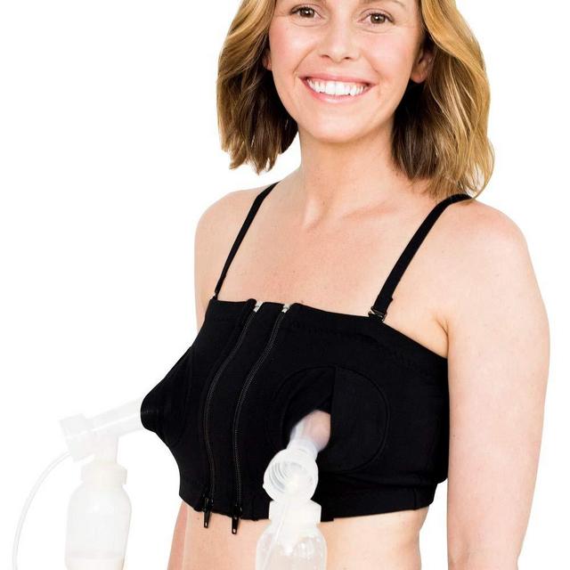 Simple Wishes Signature Hands Free Pumping Bra, USA Company, Comfortable, Adjustable, Supportive, XS-L Black