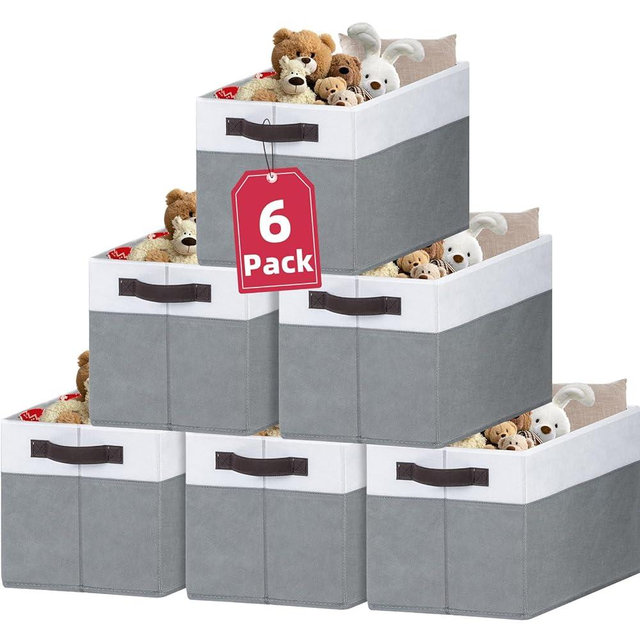 Criusia 6 Pack Clothes Bins for Organization - 16x12 Extra Large Storage Baskets for Shelves Closet Bedroom - Toy Storage Organizer Bins Boxes Cubes for Nursery - RV Apartment Essentials