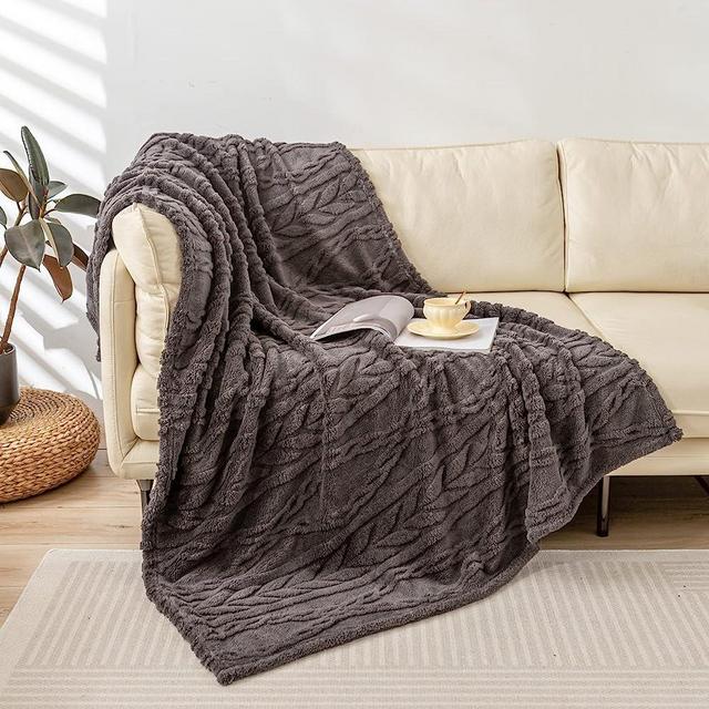 YUSOKI Sherpa Fleece Throw Blanket-3D Stylish Design Super Soft Fuzzy Cozy Warm Blanket Thick Plush Fluffy Furry Blankets for Teen Girls Women Couch Bed Sofa Chair Men Boys Gift(Morel,50"x65")