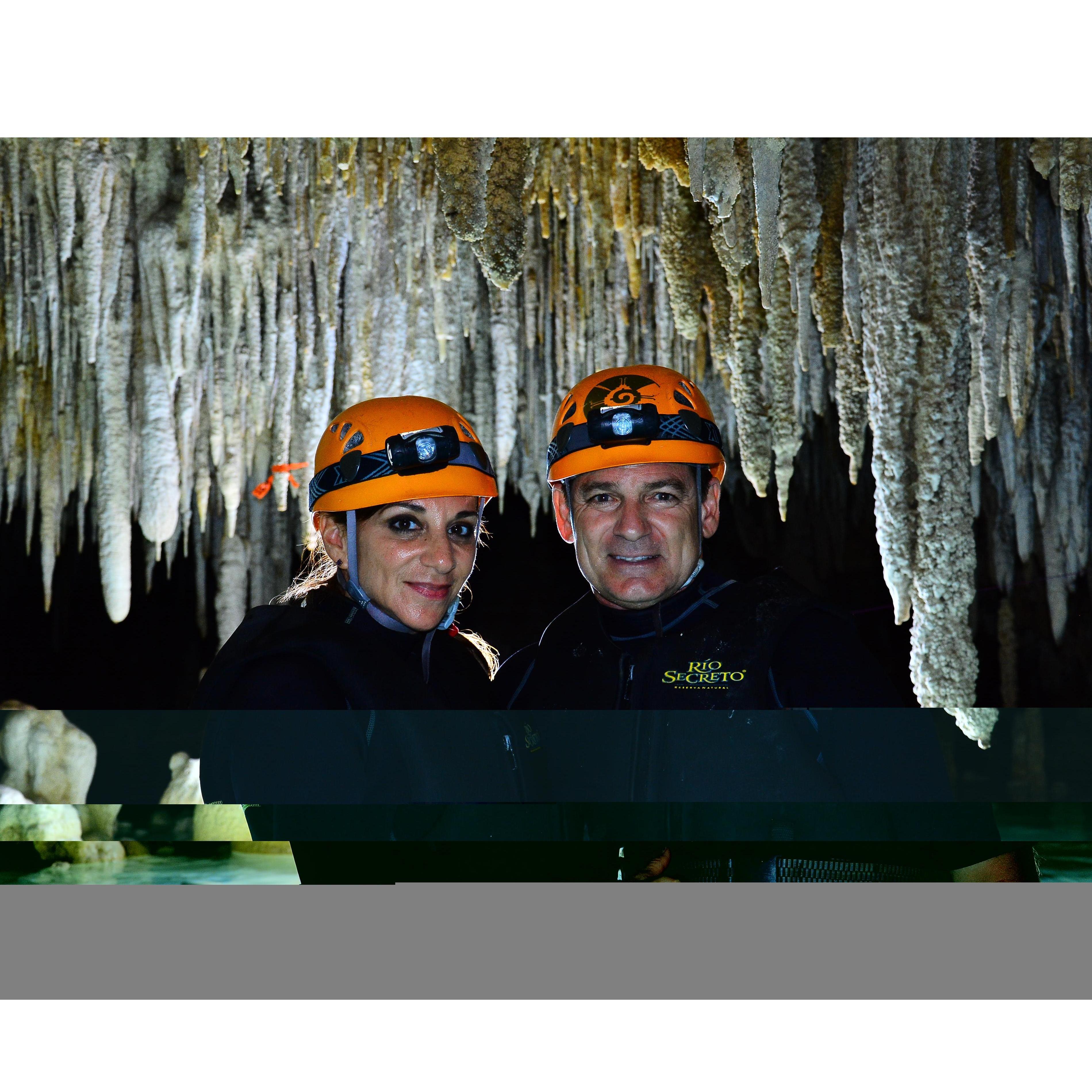 exploring an underwater cave in Mexico