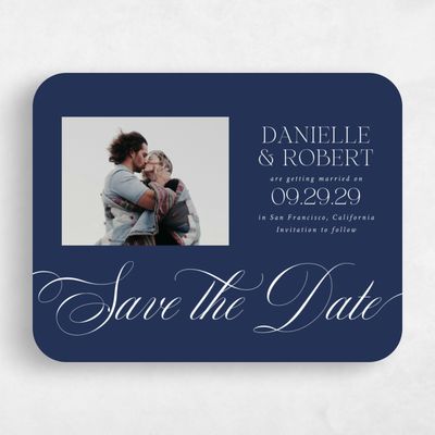 Blue Rounded Wedding Save the Date - Hunter Photo