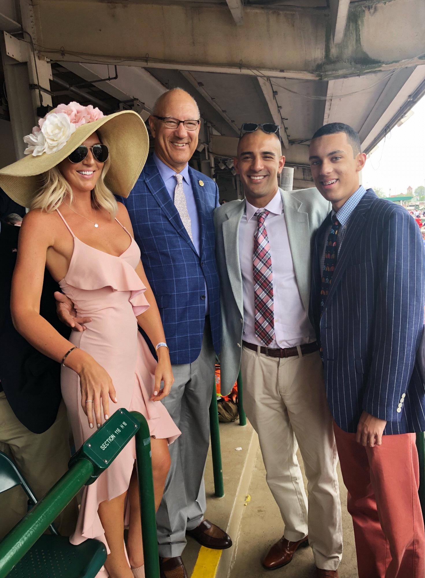 The 2018 Kentucky Derby. Anika, Big Len, Little Len, and Gavin.