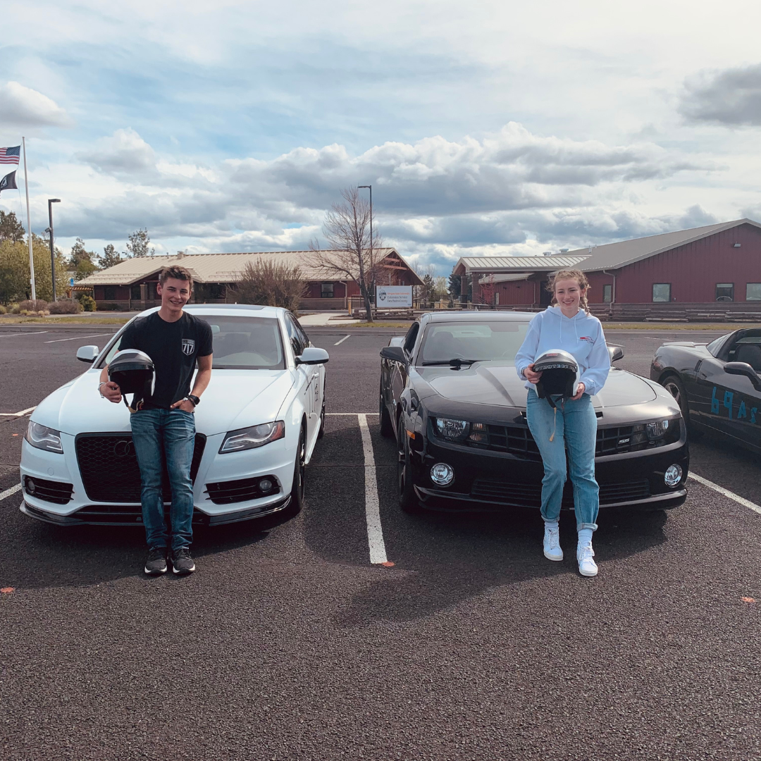 Our first Autocross competition we raced each other. I won.