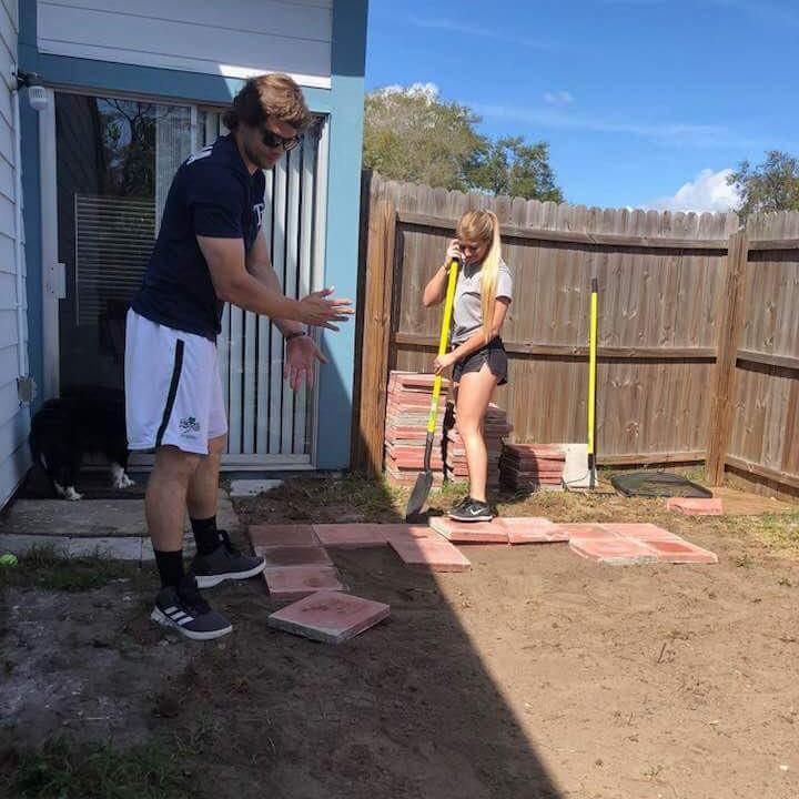 Working on our first home improvement project - an outdoor patio!