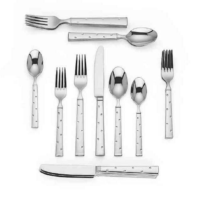 Kate Spade Larabee Dot 20-Piece Flatware Set, 4.30 LB, Metallic