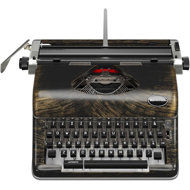 Maplefield Antique Manual Typewriter - for Journaling & Letter Writing - Compact Portable Setup for Home Office Decor - Retro Display with Ink Ribbon & Guide - Bronze, Fits 8 x 11 in Sheets