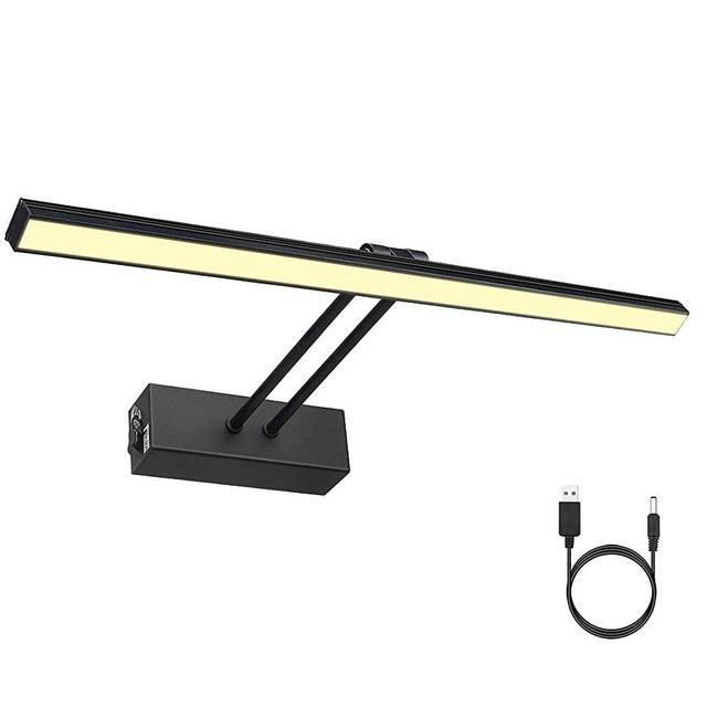 FUNCHDAY Picture Light, Rechargeable Painting Light with Brightness Dimmable ,16" Full Metal Accent Light for Artwork,3000K Battery Powered Wall Lamp,Rotatable Display Lamp,Painted Black