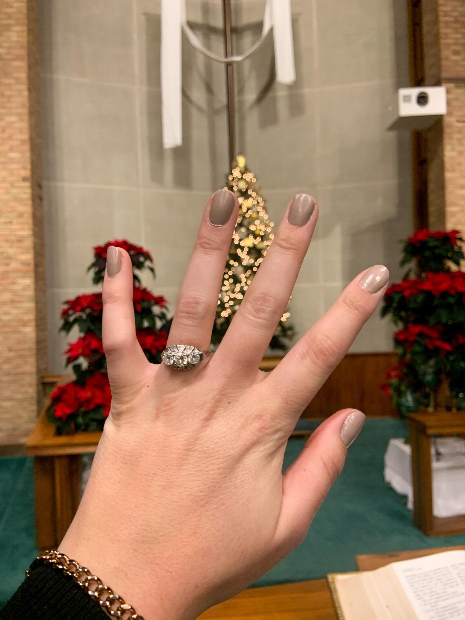 Joy's ring was waiting for her in Minnesota, so Ryan proposed using Joy's MorMor's (great-grandma) ring as a placeholder.